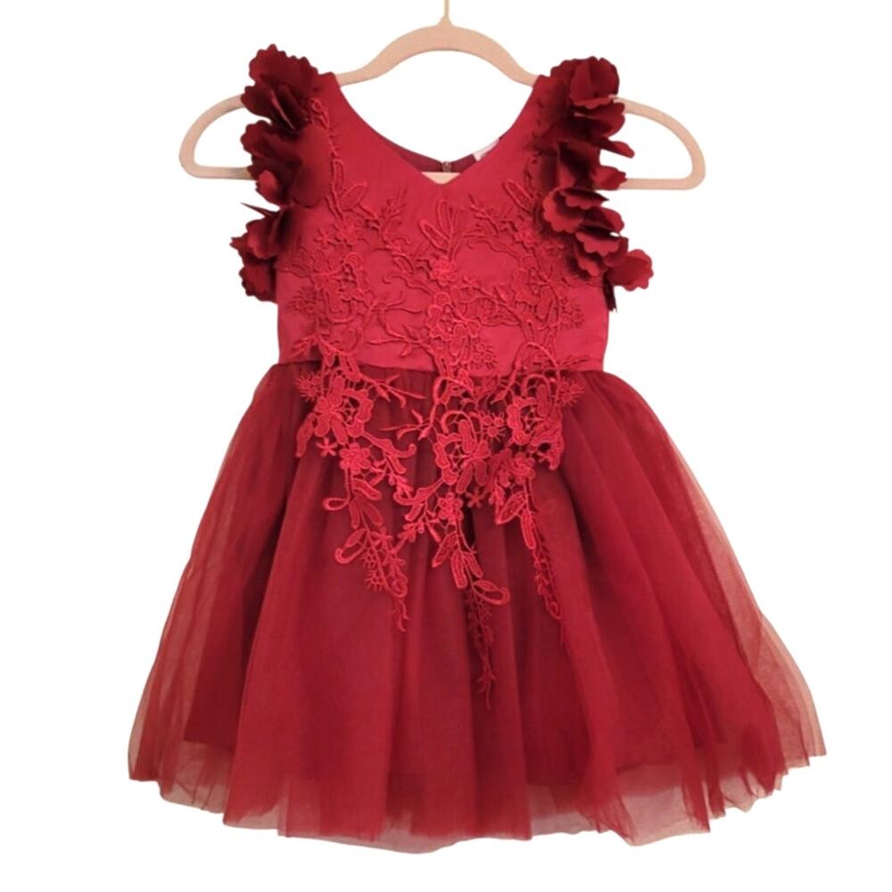 NWT Red Valentine's Day Flower Girl Pageant Wedding Christmas Party Dress 4-5